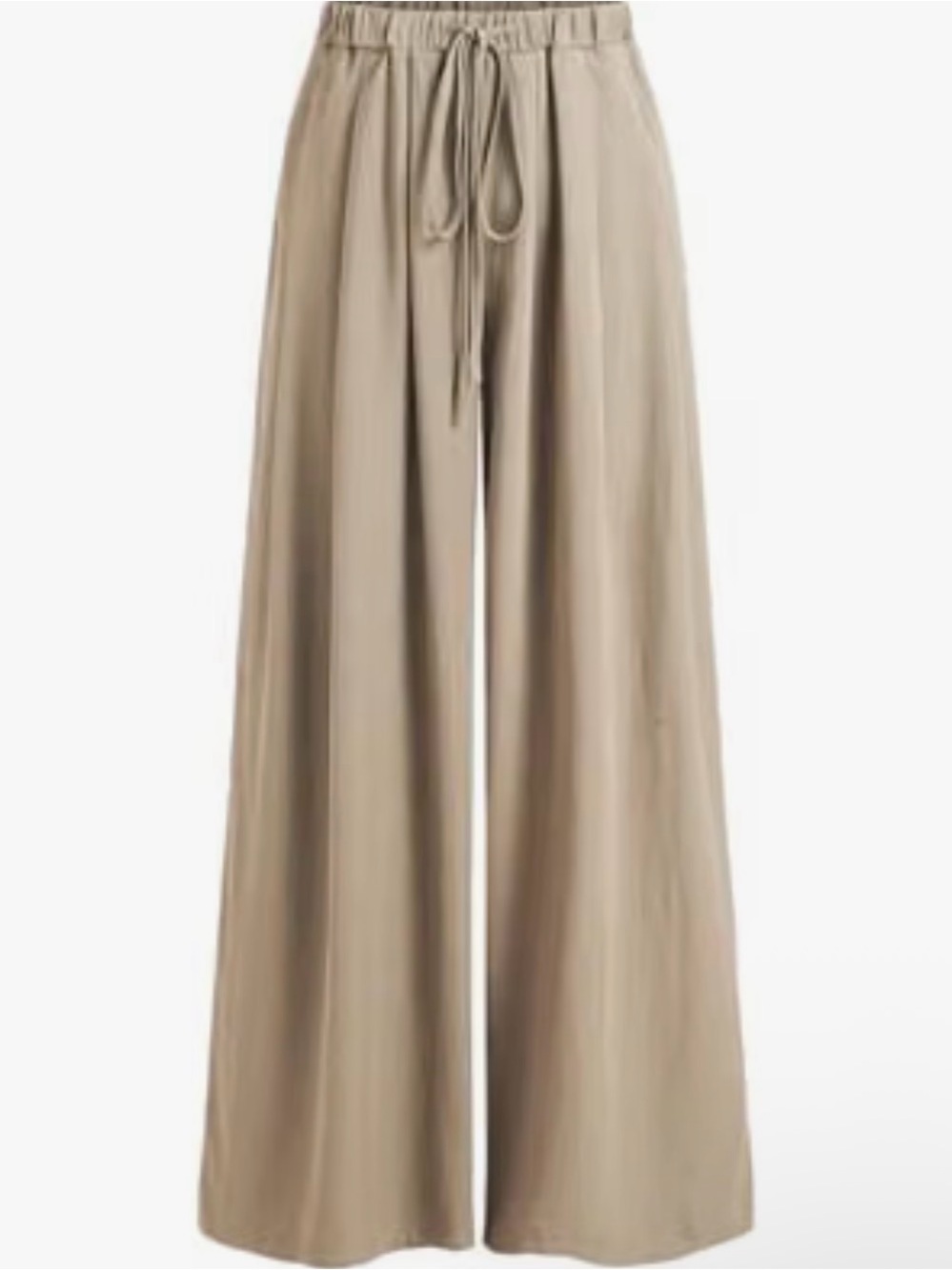 Cider Relaxed Wide-Leg Drawstring Pants in Taupe